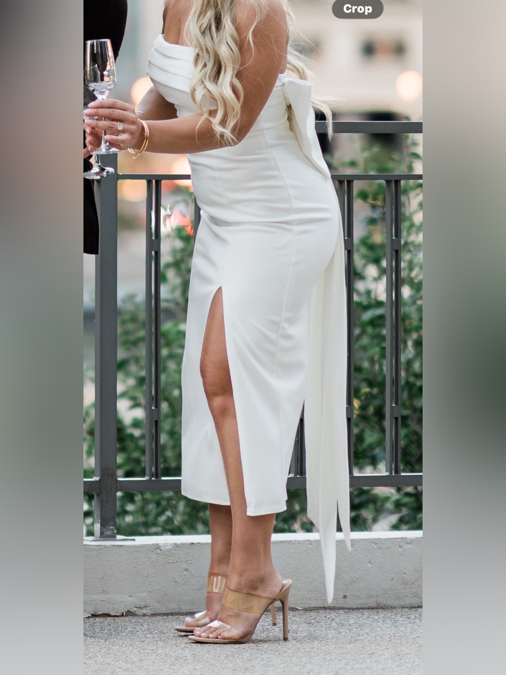 Lulu's White Midi Skirt with Front Thigh Slit